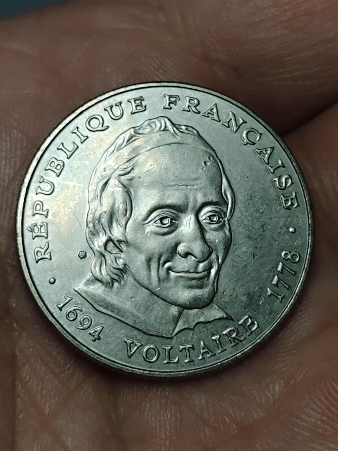 2026年第三十九场(总第二百零八场）外国好品散币场(免佣金) 法国🇫🇷1994单年份5法郎(启蒙运动领袖伏尔泰逝世200周年纪念币)