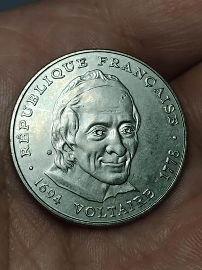 2026年第三十九场(总第二百零八场）外国好品散币场(免佣金) - 法国🇫🇷1994单年份5法郎(启蒙运动领袖伏尔泰逝世200周年纪念币)