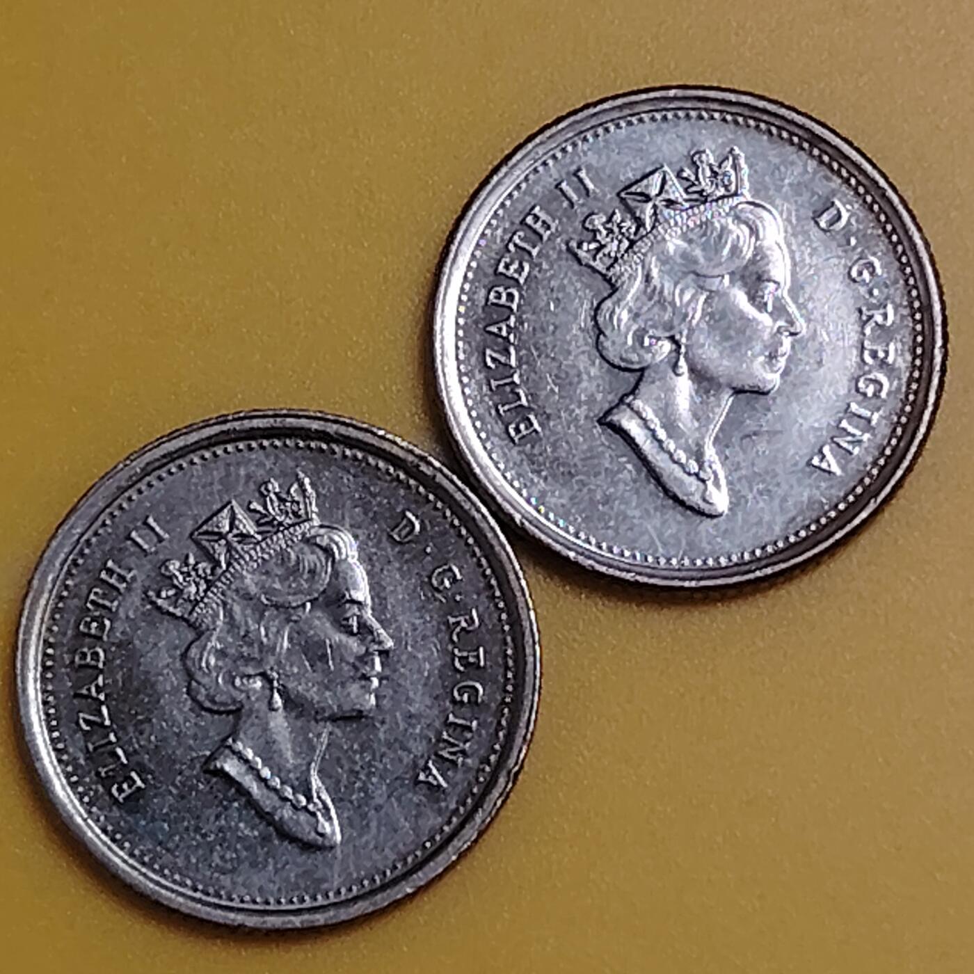 布加迪🐬～世界钱币(上海)🌾第 286 期 /  各国套币和散币 加拿大🇨🇦 5分2枚