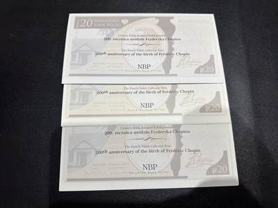 《外钞收藏家》第六百二十二期（精品场）（长期征集拍品、欢迎藏友们联系合作） - 2009年波兰20 纪念钞 3张一起 都是无47 全新UNC