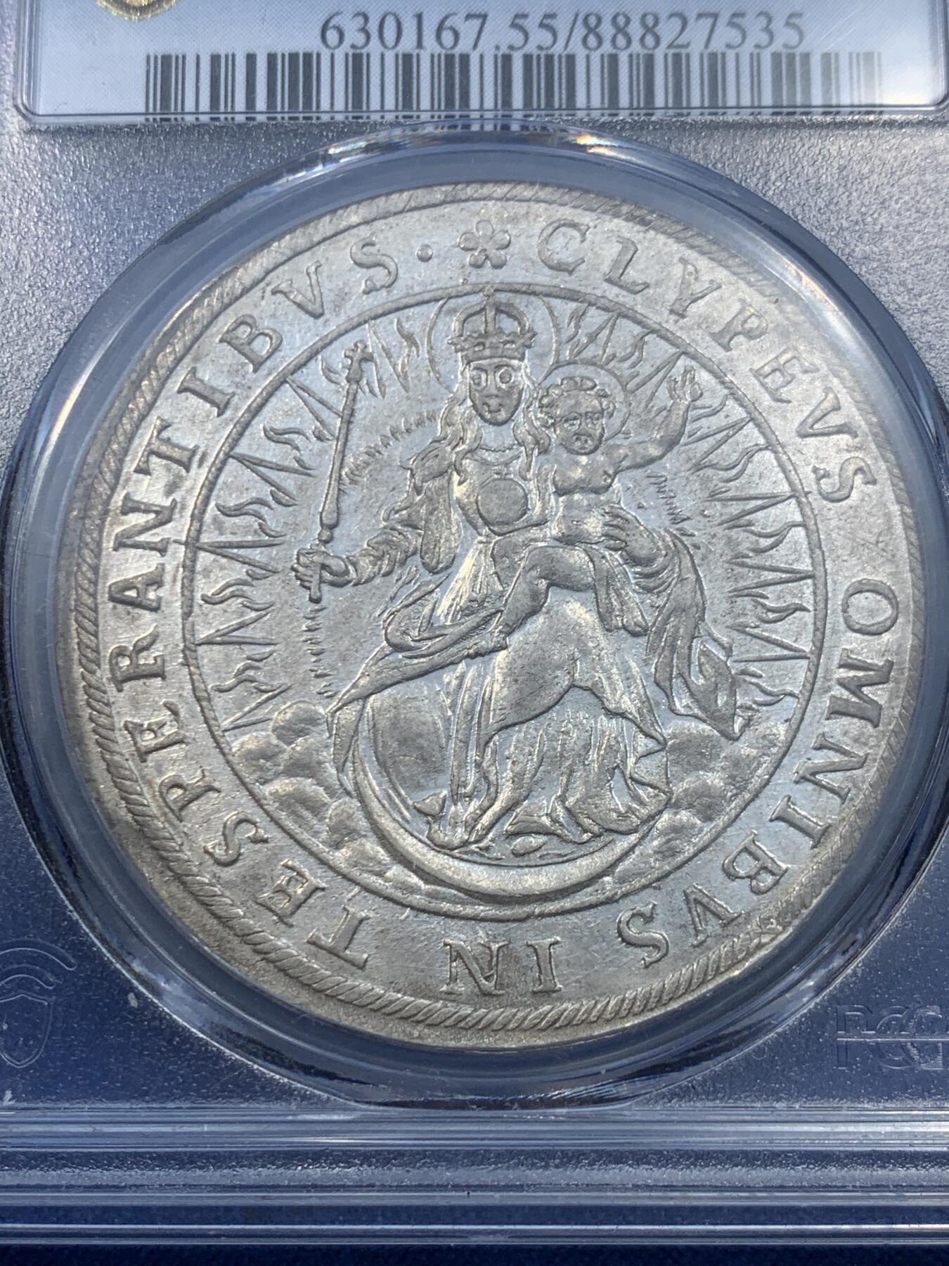 《竞宝斋》第476场 周日，周一 2场连拍 （全场包邮）欢迎送拍 PCGS AU55 巴伐利亚选侯国 1625 泰勒银币 打制细节与光度顶级，品相明显低评 首位选侯马克西米利安一世于三十年战争时期发行