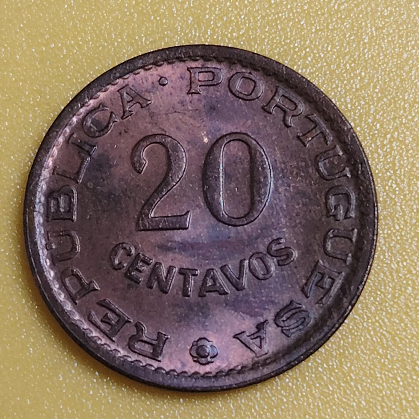 布加迪🐬～世界钱币(上海)🌾第 284 期 /  各国套币和散币 葡属帝汶 1970年 20分