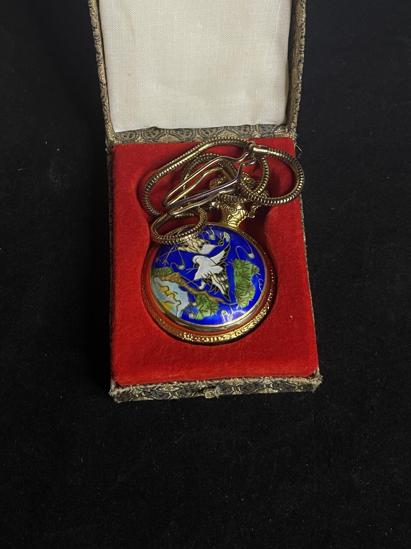 专场 老珐琅怀表一块带收据全套能走