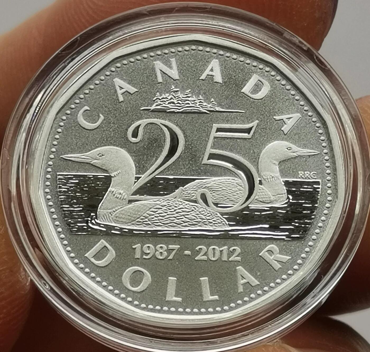 精品币专拍场 999纯银原盒证 加拿大2012年1元银币 潜鸟25周年动物纪念币7.89g