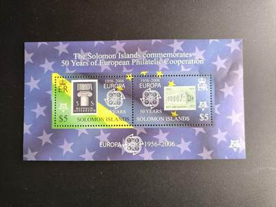 云宸嘉赏-勋臻文献佳藏优品精选场次（低佣 转发佣金红包） - 所罗门群岛--欧洲集邮合作 50 周年（1956–2006）小型张 ---纪念CEPT跨国邮票合作项目 