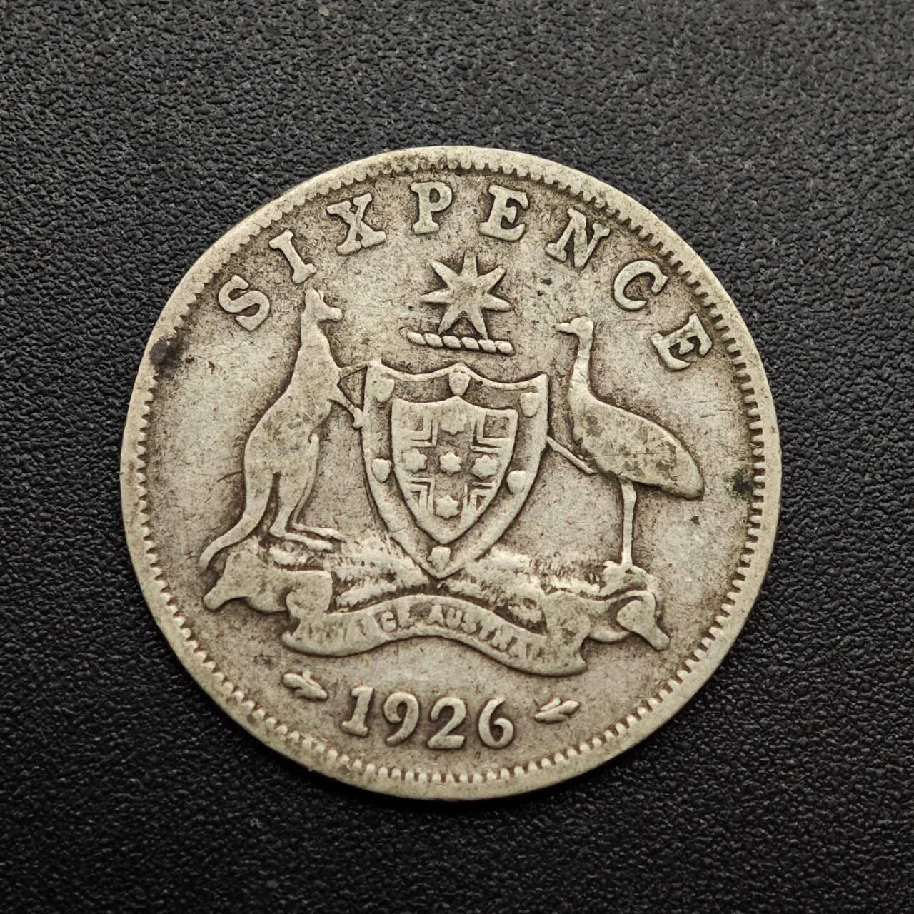 【淘币小摊】实时拍第八百八十六拍   散币场    每周一统一发货 澳大利亚1926年乔治五世6便士银币