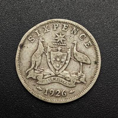 【淘币小摊】实时拍第八百八十六拍   散币场    每周一统一发货 - 澳大利亚1926年乔治五世6便士银币