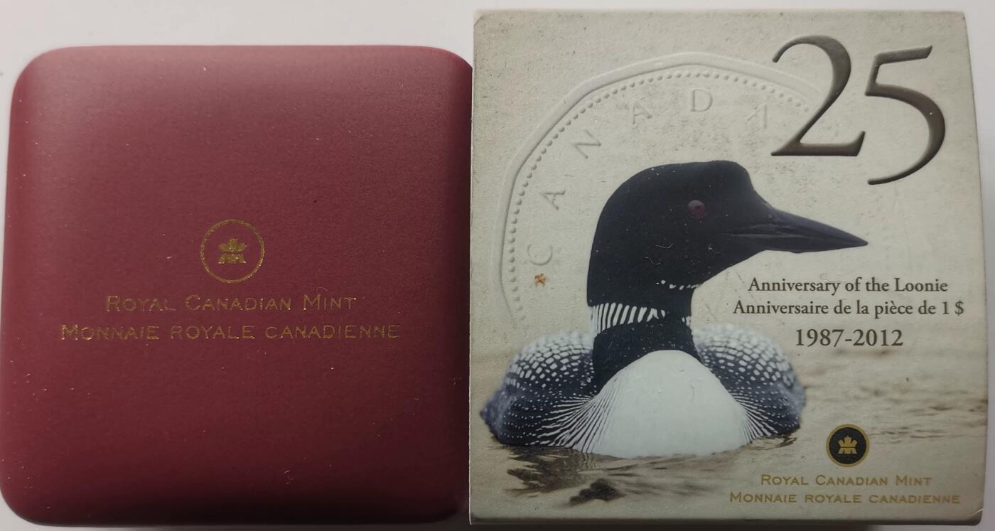 精品币专拍场 999纯银原盒证 加拿大2012年1元银币 潜鸟25周年动物纪念币7.89g