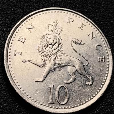 泉币菌-第218场-拍品多 请提前出价 - 原光 英国 10便士铜镍币 24.5mm 伊丽莎白二世女王 皇冠狮子