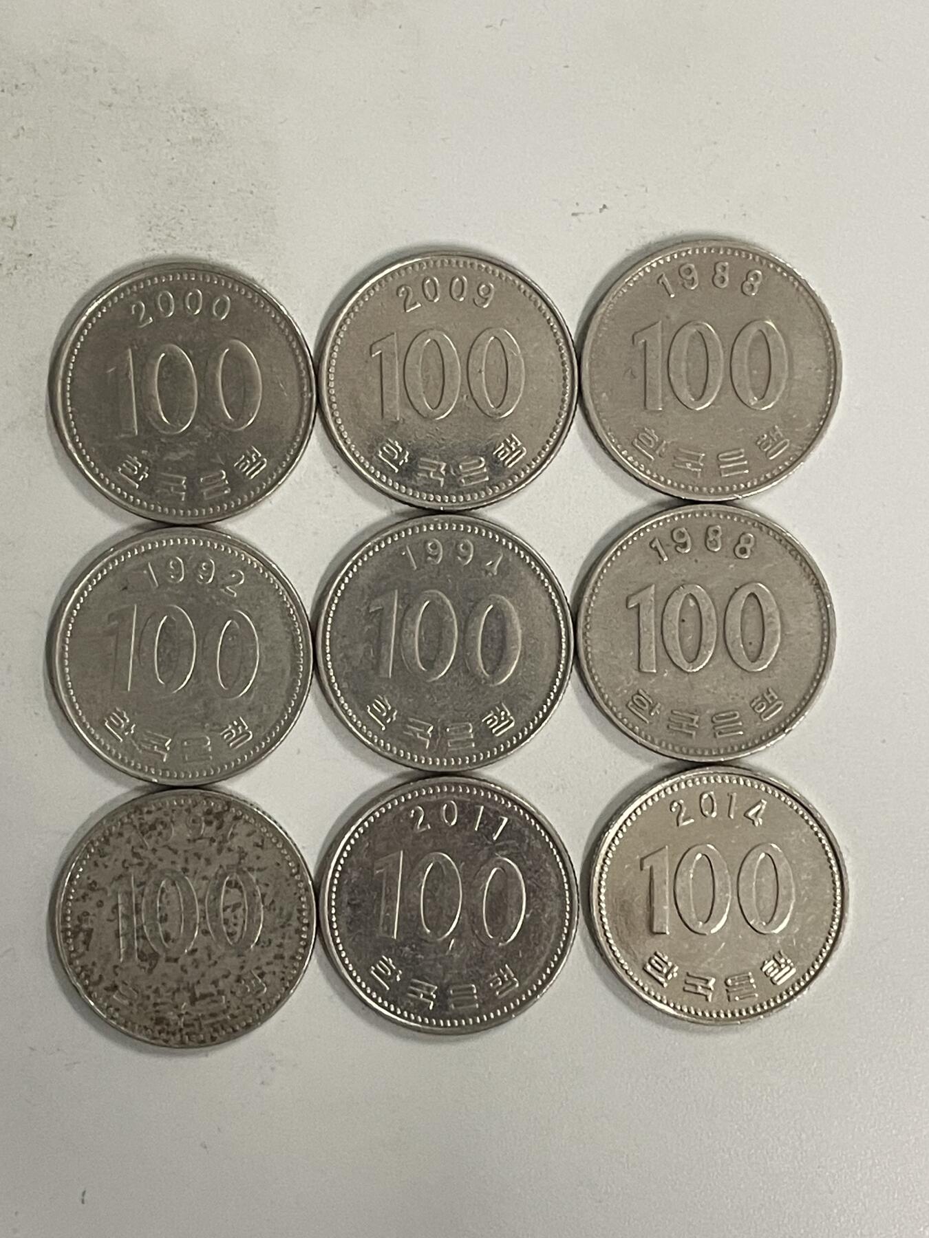 2026年第40场各国散币拍卖（总第190场） 韩国100韩元9枚