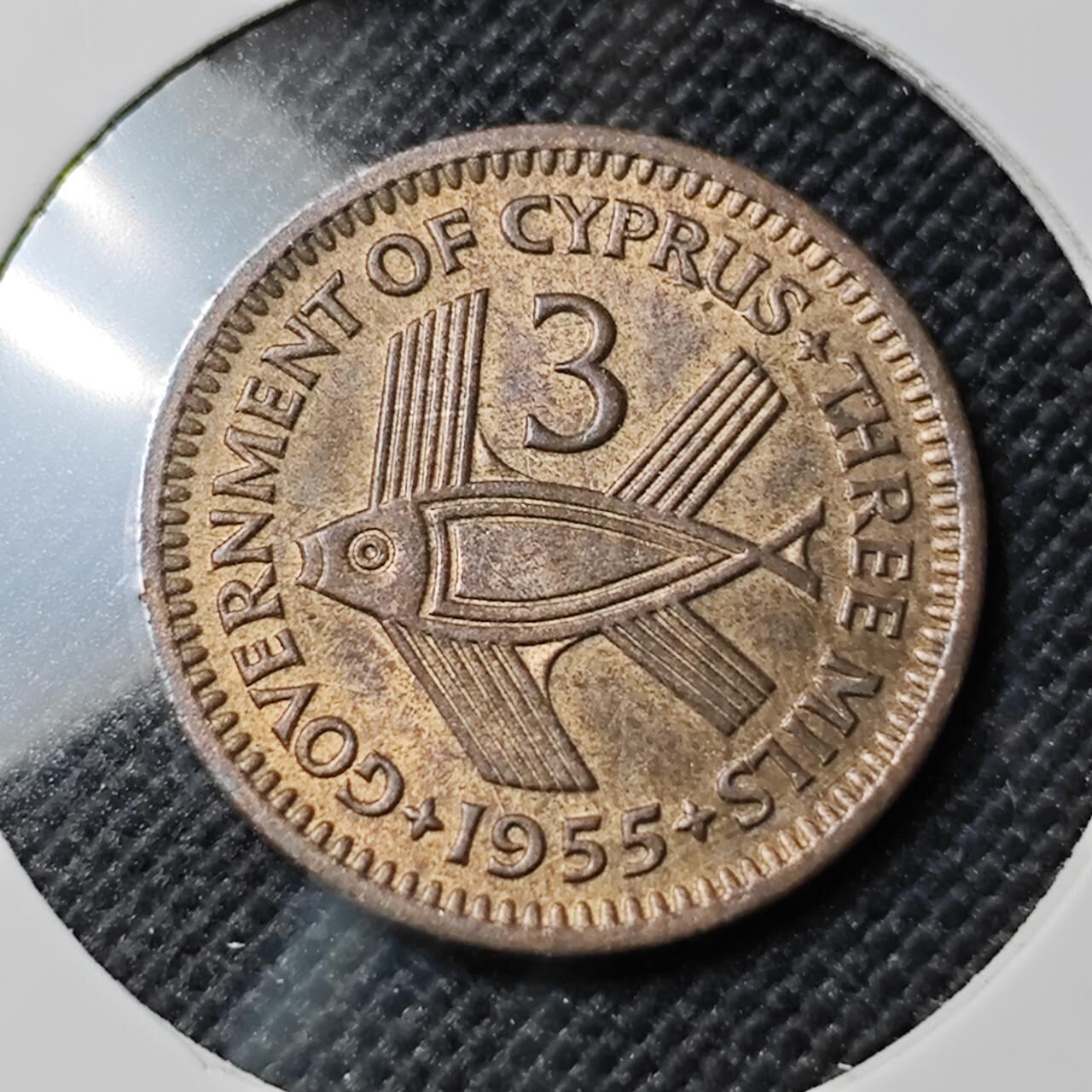 KK钱币收藏小铺  第412期 2月预留时间 周末发货  1955塞浦路斯3米尔