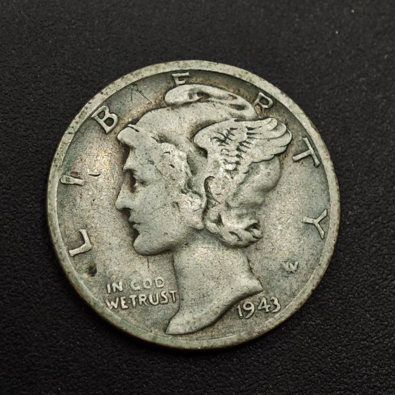 【淘币小摊】实时拍第八百八十五拍   小银币场    每周一统一发货 美国1943年小飞人10分银币