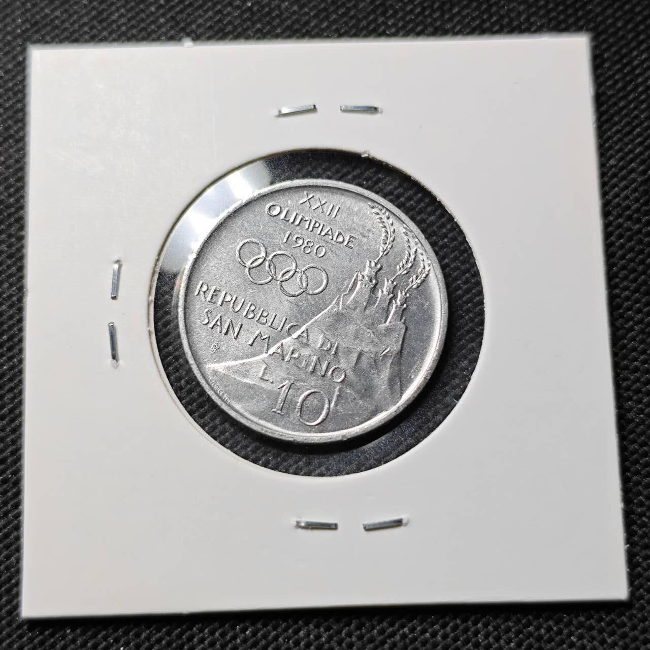 KK钱币收藏小铺  第412期 2月预留时间 周末发货 1980圣马力诺10里拉 奥运主题