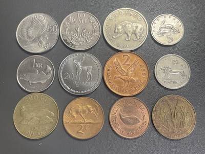 回流0406 - 12个国家硬币上的动物