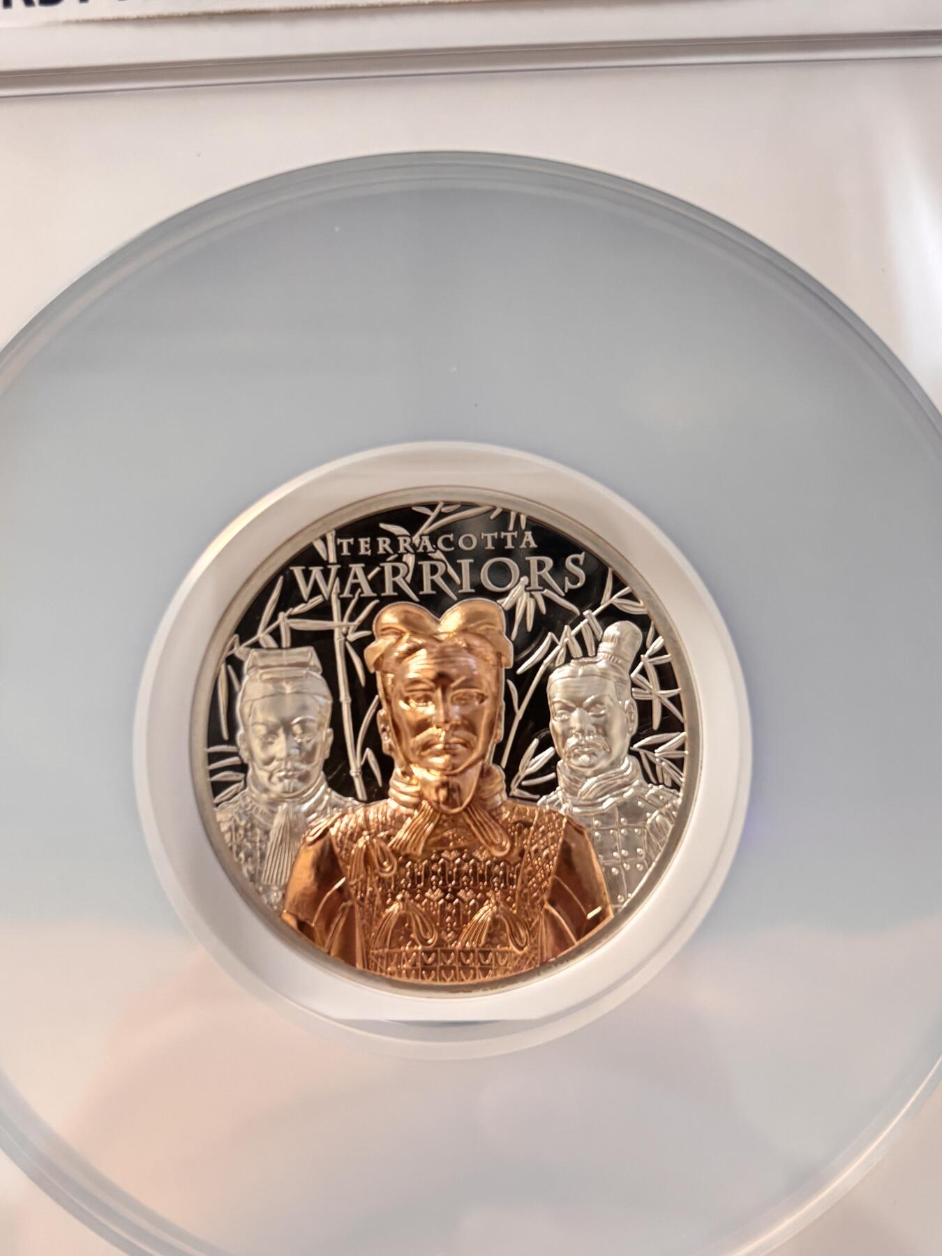 第196期拍卖 库克2021秦始皇兵马俑3盎司镀金银币NGC-PF70首，999银，发行500枚