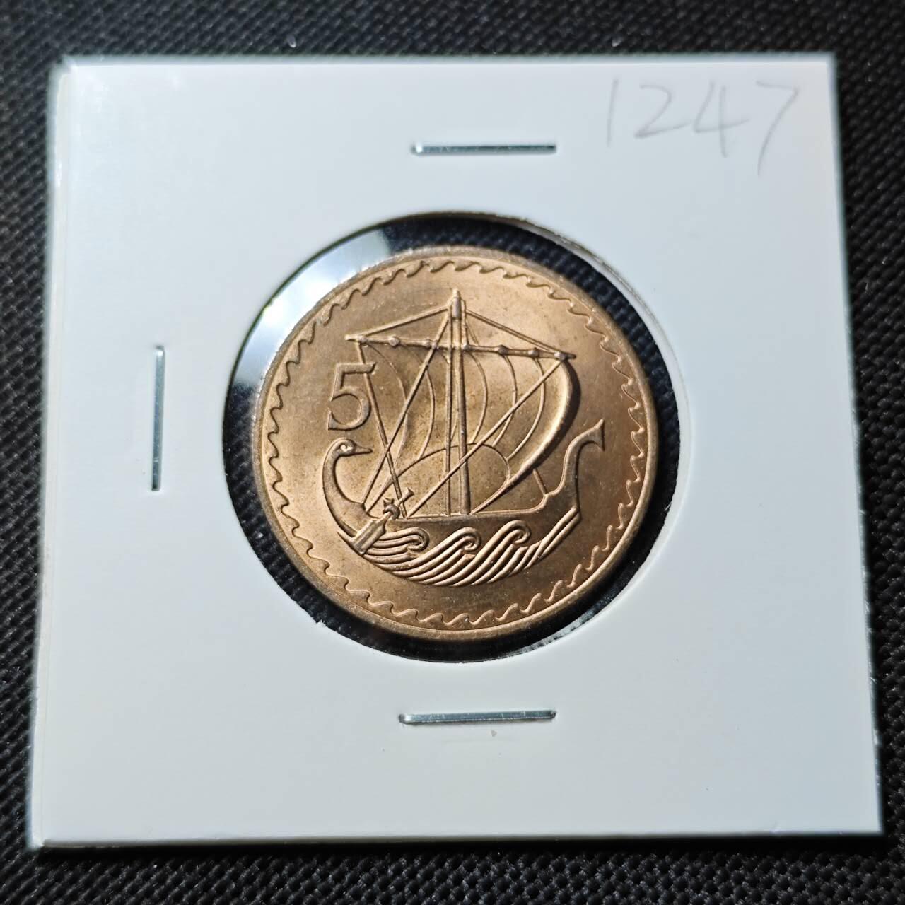 KK钱币收藏小铺  第412期 2月预留时间 周末发货 1963塞浦路斯5米尔 好品铜币