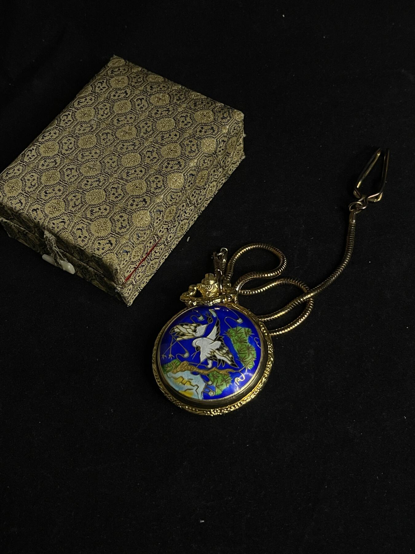 专场 老珐琅怀表一块带收据全套能走