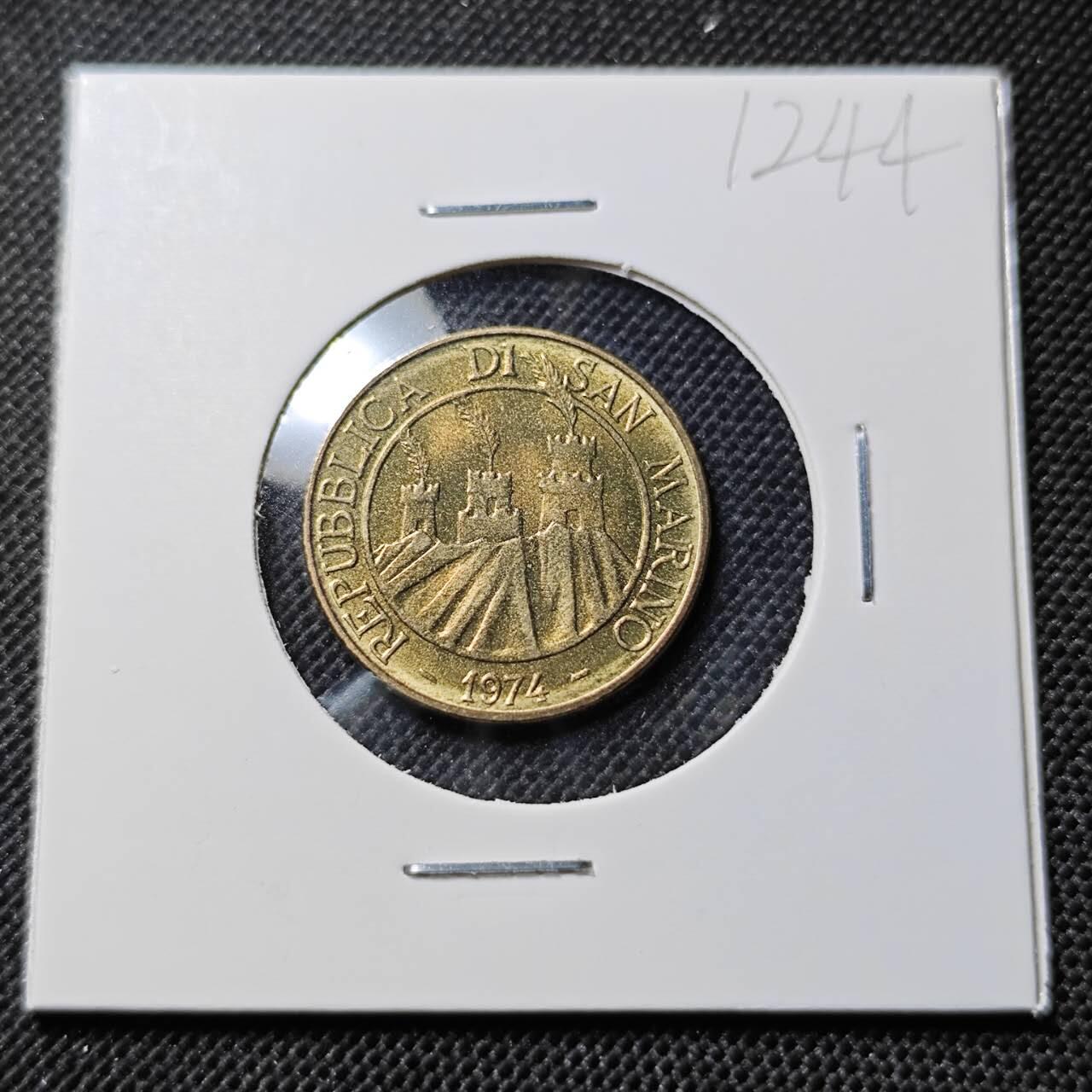 KK钱币收藏小铺  第412期 2月预留时间 周末发货 1974圣马力诺20里拉 龙虾