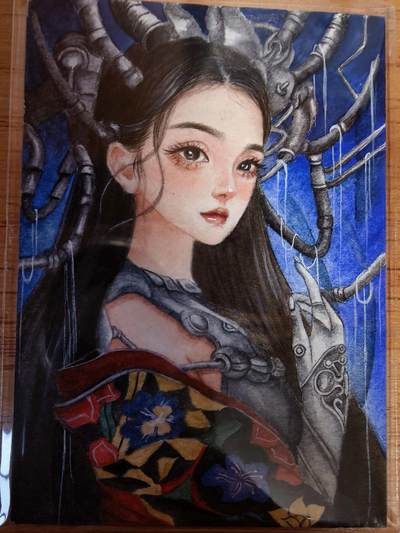 阳大大卡牌拍卖第107期（持续收拍品，周五晚上九点截拍，进群福利早知道） - 【手绘卡】机械公主，赛博朋克风格 伍月瞳 600元每盒手绘盒里拆出