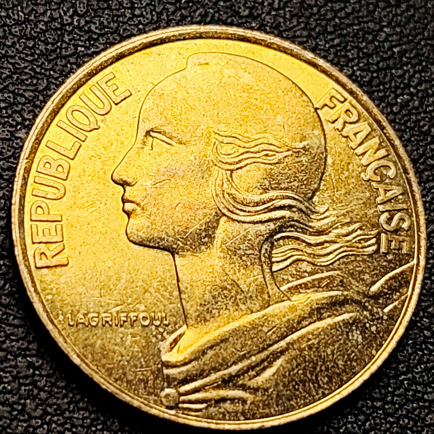 泉币菌-第218场-拍品多 请提前出价 铜光美品 法国1995年20生丁铜币 玛丽安娜 入欧前末版 绝版