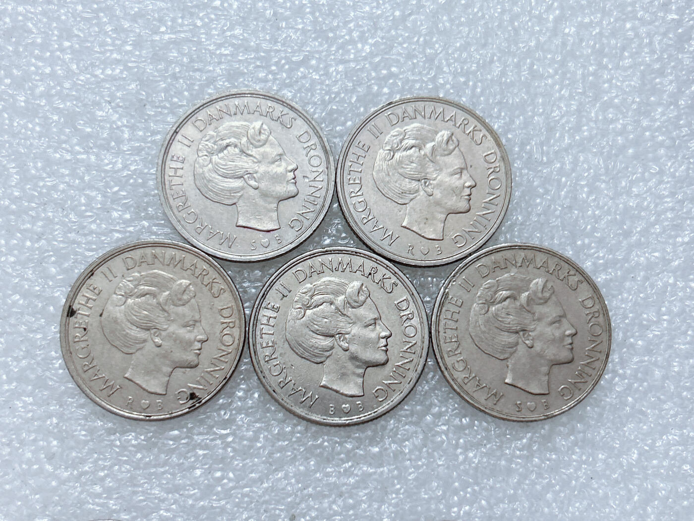 第一海外回流一元起拍收藏 散集专场  第310期 丹麦玛格丽特二世1克朗硬币 5枚