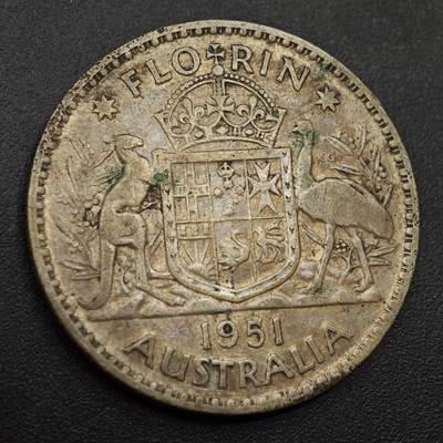 【淘币小摊】实时拍第八百八十五拍   小银币场    每周一统一发货 - 澳大利亚1951年乔治六世弗洛林银币