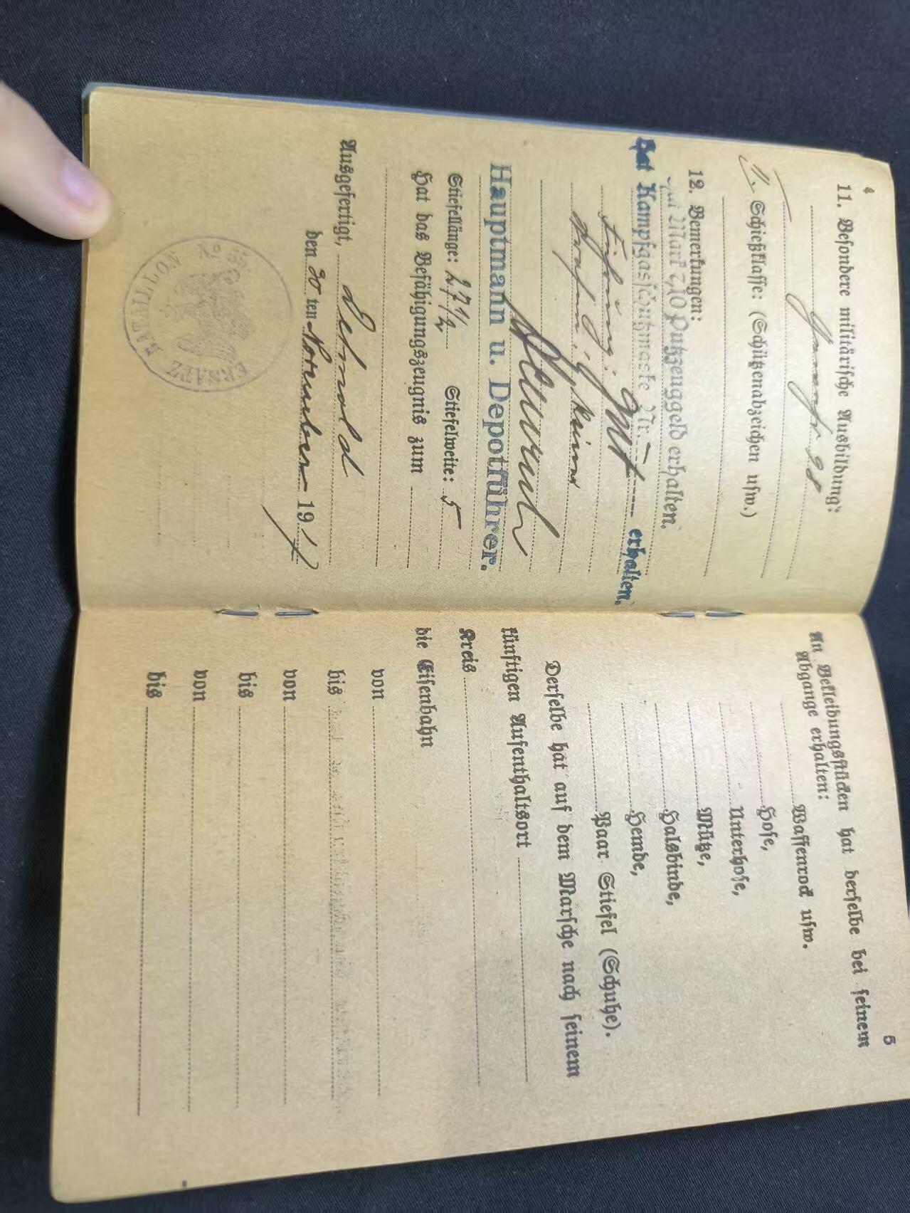 云宸嘉赏-勋臻文献佳藏优品精选场次（低佣 转发佣金红包） 德意志帝国格奥尔格・梅特士兵证 前线作战期间获得战斗奖章（Kampfglasur） 后调入省保安步兵服役 领取战争津贴 