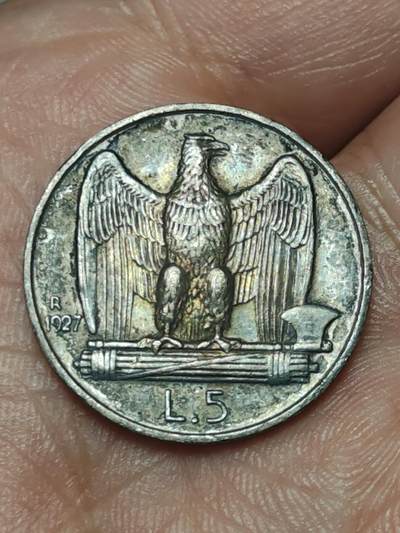 2026年第三十九场(总第二百零八场）外国好品散币场(免佣金) - 意大利王国1927年5里拉银币(维托里奥·埃马努埃莱三世第三套，835高银)