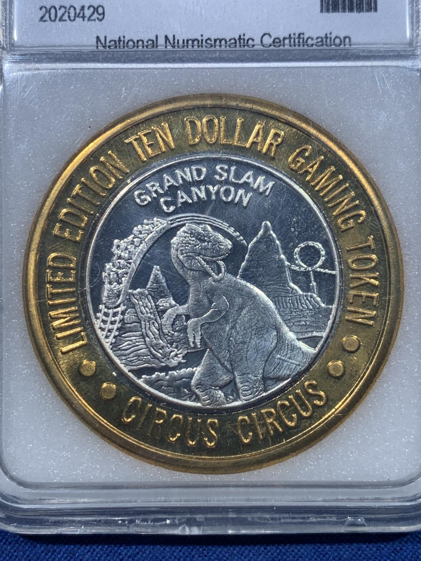 《竞宝斋》第476场 周日，周一 2场连拍 （全场包邮）欢迎送拍 拉斯维加斯赌城系列纯银代币(内芯为银直径约29mm，外圈非银材质)Mirage赌场