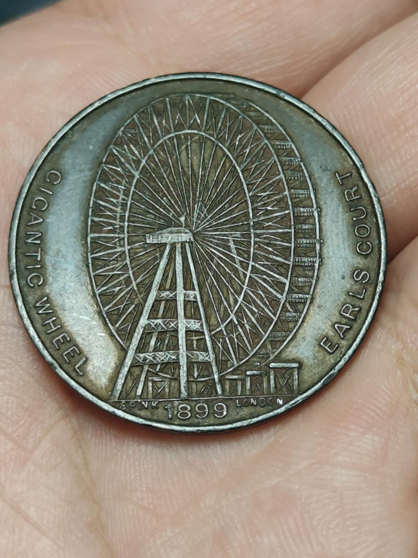 2026年第三十九场(总第二百零八场）外国好品散币场(免佣金) 好品–英国🇬🇧1899年纪念章(伦敦厄尔法院巨型摩天轮纪念章，Spink铸造发行，维多利亚时代经典旅游纪念章)