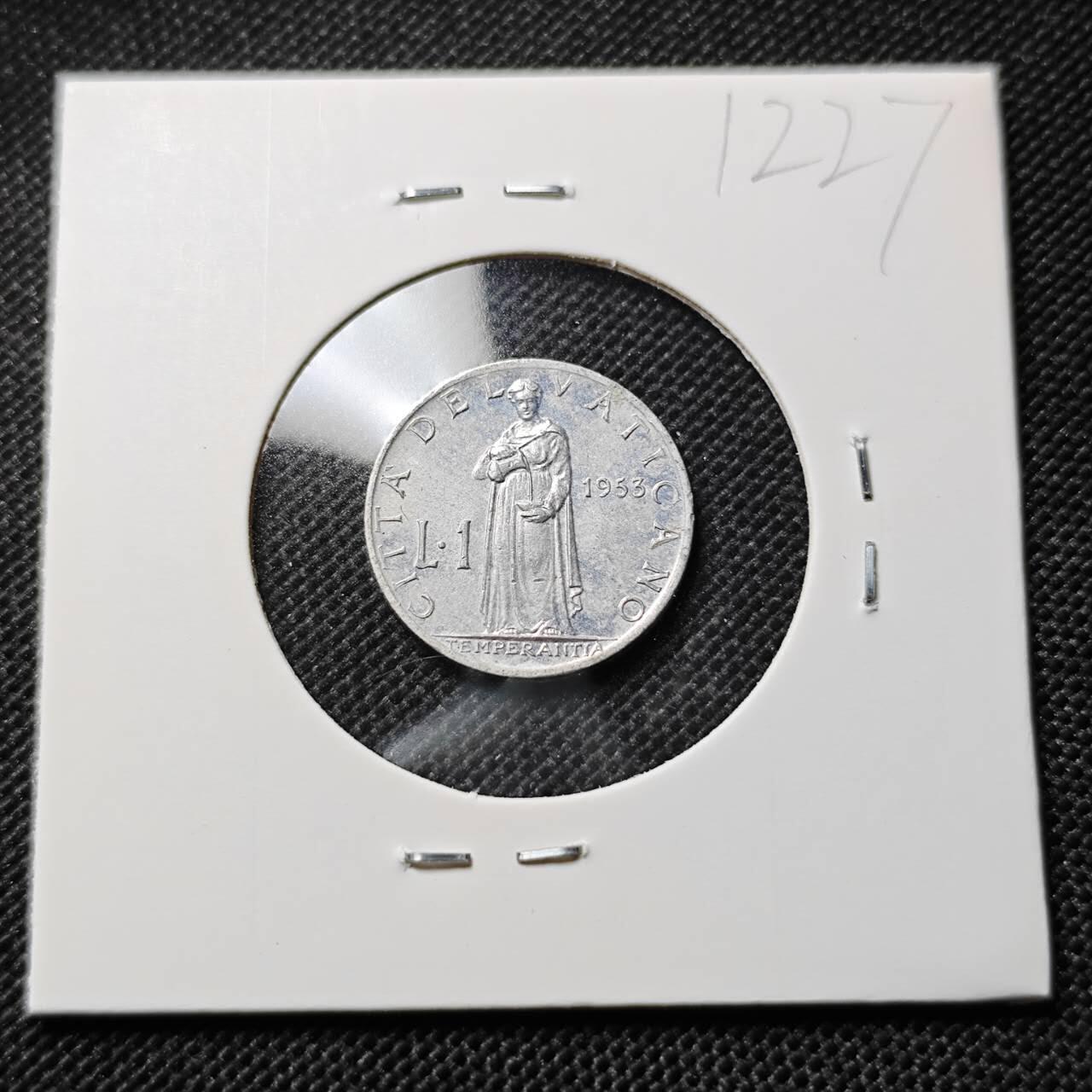 KK钱币收藏小铺  第412期 2月预留时间 周末发货 1953梵蒂冈1里拉 