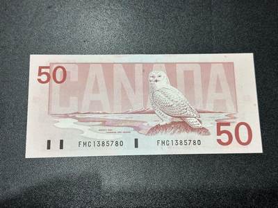 《外钞收藏家》第六百二十二期（精品场）（长期征集拍品、欢迎藏友们联系合作） - 1988年加拿大鸟版50加元 全新 轻微荧光点
