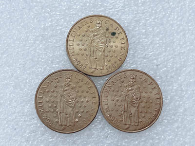 第一海外回流一元起拍收藏 散集专场  第311期 法国人像1987卡佩王朝千年纪念币10法郎铜币 3枚