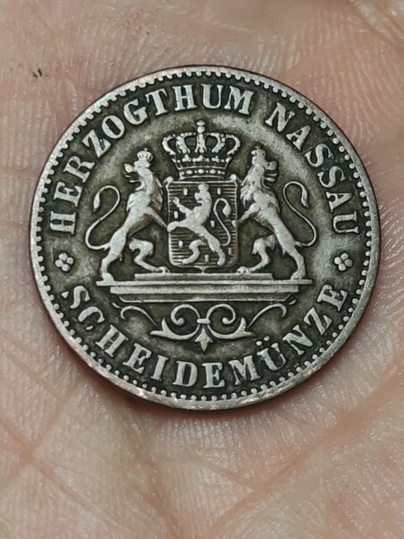 2026年第三十九场(总第二百零八场）外国好品散币场(免佣金) 德意志邦国–拿骚公国1863年1克鲁泽(阿道夫公爵时期第二版)