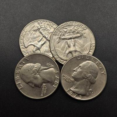 【淘币小摊】实时拍第八百八十六拍   散币场    每周一统一发货 - 美国1973年25分4枚