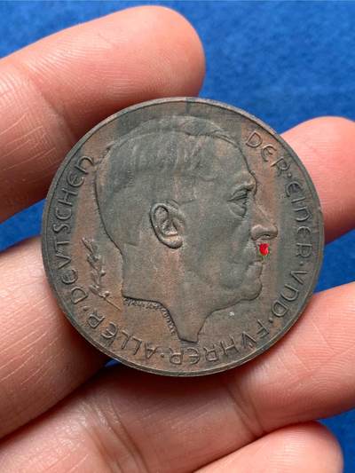 《竞宝斋》第476场 周日，周一 2场连拍 （全场包邮）欢迎送拍 - 德国吞并奥地利纪念锌章 15.85克 36mm 非常稀见的材质 附带德国拍卖原纸袋