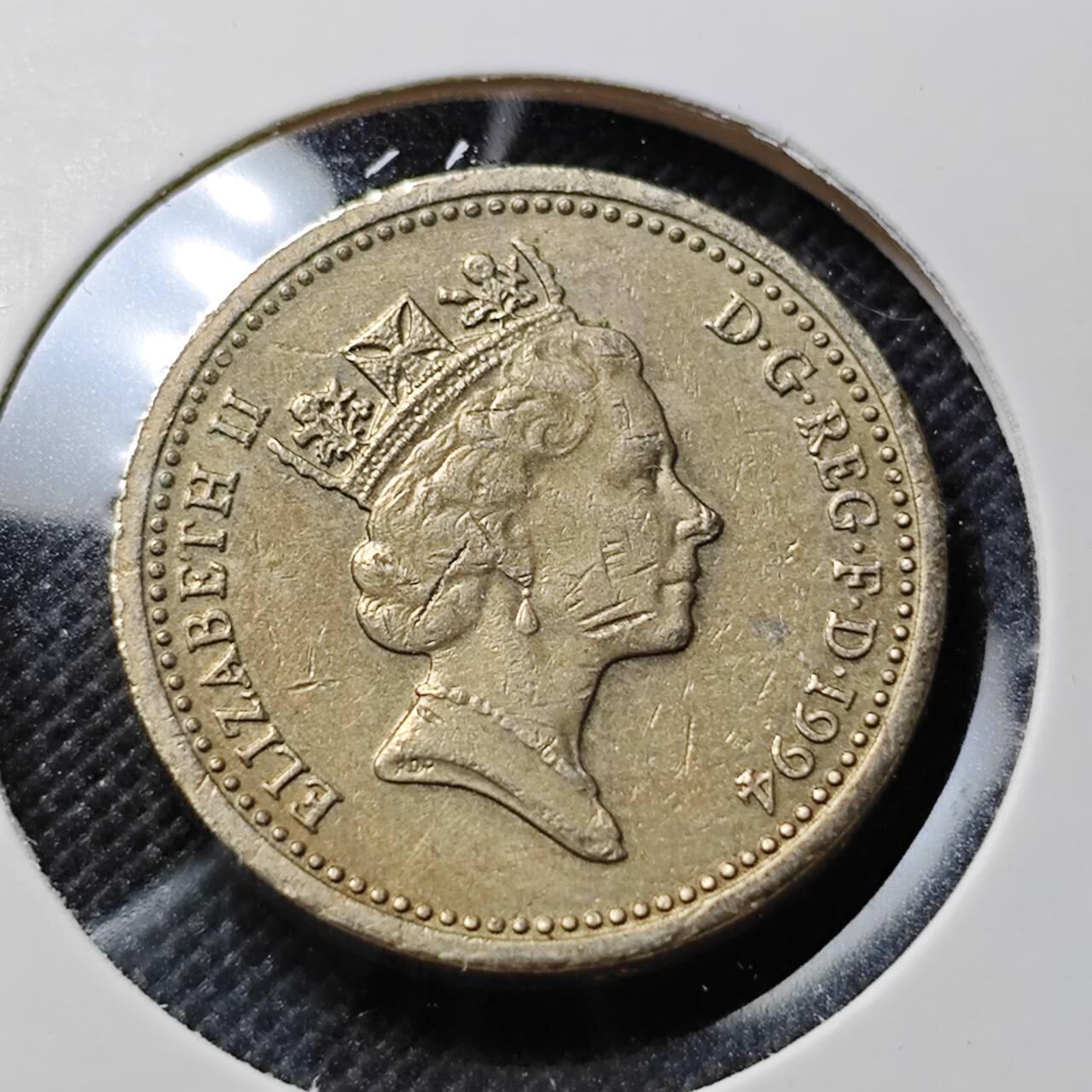 KK钱币收藏小铺  第412期 2月预留时间 周末发货 1994英国1镑  狮子