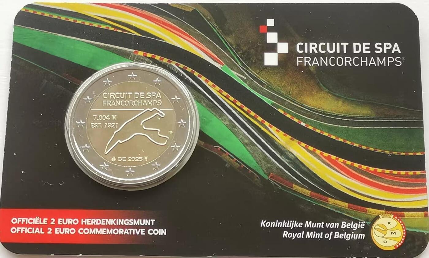 精品币专拍场 原装卡册 比利时2025年2欧元F1一级方程式75周年双色纪念币26.5mm