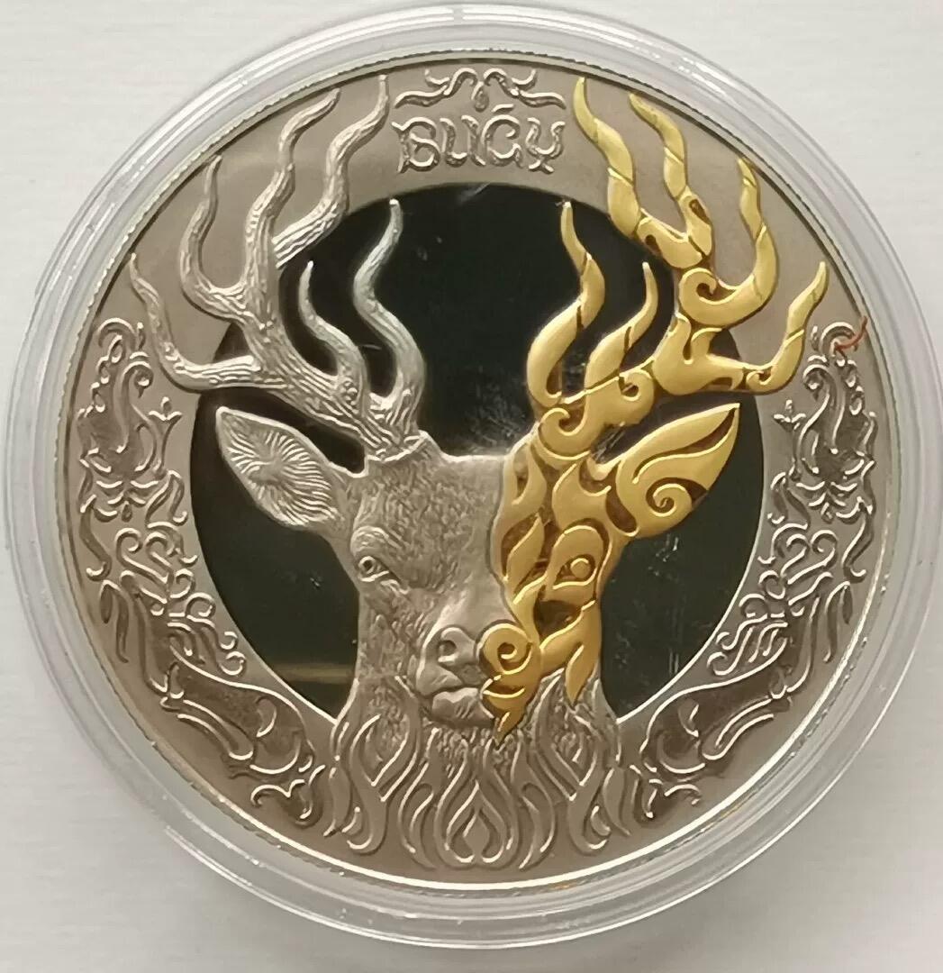 精品币专拍场 动物图腾系列-羚羊 哈萨克斯坦 2020年200坚戈 精制 纪念币 带盒