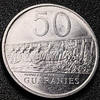 泉币菌-第218场-拍品多 请提前出价 - 原光极美 1980年巴拉圭50瓜拉尼 总统何塞·菲利克斯不锈钢币 26MM 水电站大坝