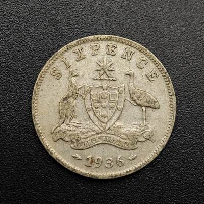 【淘币小摊】实时拍第八百八十六拍   散币场    每周一统一发货 - 澳大利亚1936年乔治五世6便士银币