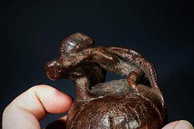 上海都达杂项专场103【全场包邮】  清代老黄杨木精雕《仙桃》摆件