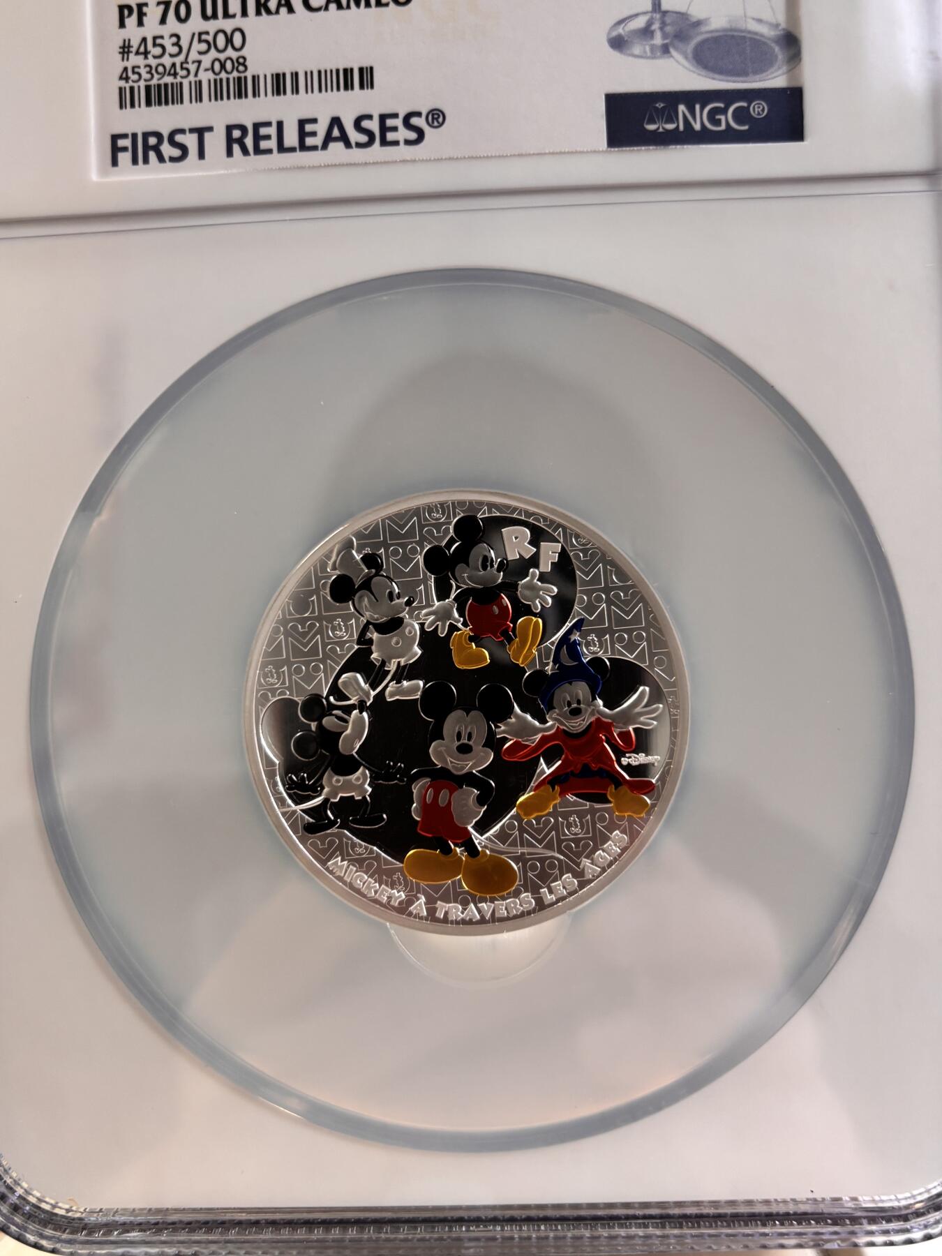 第196期拍卖 法国2016年迪斯尼米老鼠米奇5盎司加厚纪念彩银币NGC-PF70首期，950银