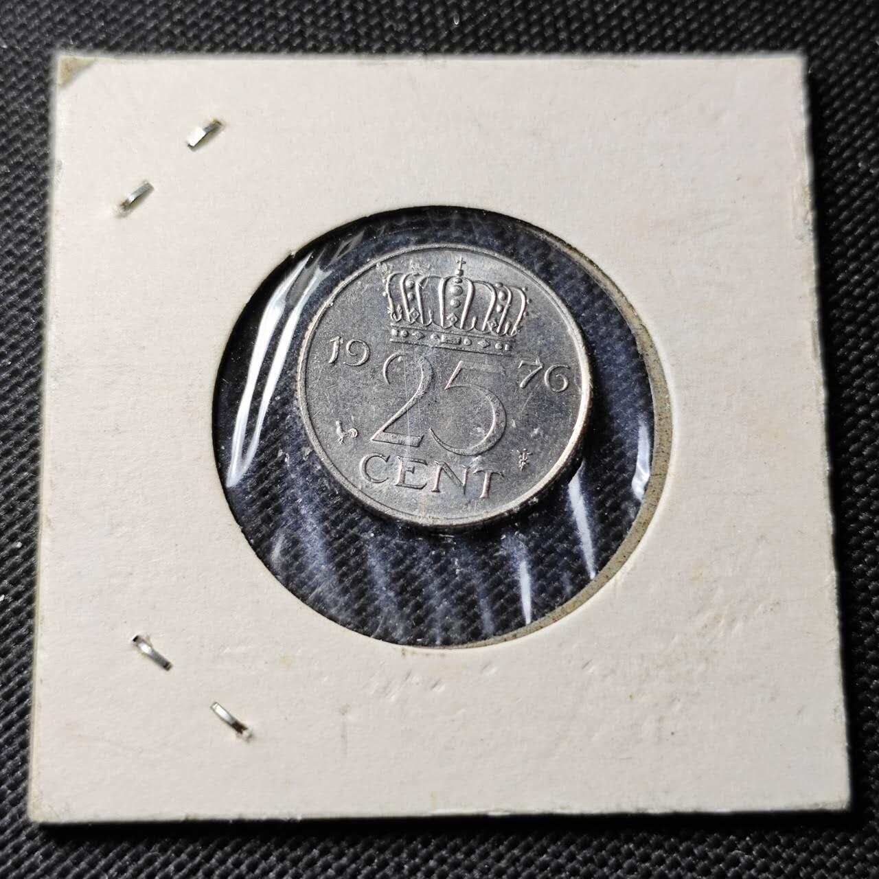 KK钱币收藏小铺  第412期 2月预留时间 周末发货 1975荷兰25分 好品