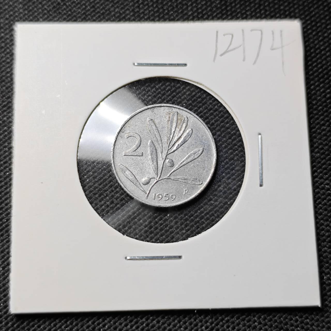 KK钱币收藏小铺  第412期 2月预留时间 周末发货 1959意大利2里拉