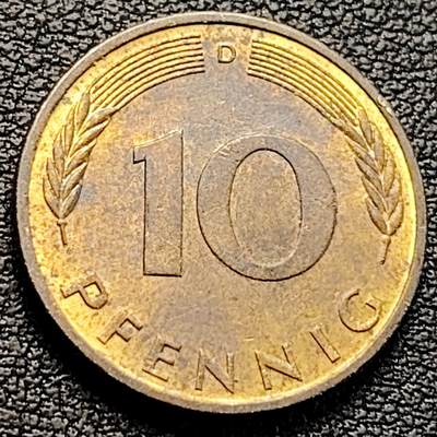泉币菌-第218场-拍品多 请提前出价 - 联邦德国1972年 10芬尼硬币 橡树麦穗  银行版 21.5mm