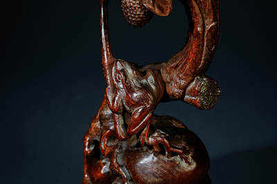 上海都达杂项专场103【全场包邮】  清代老黄杨木精雕《硕果累累》摆件95-6