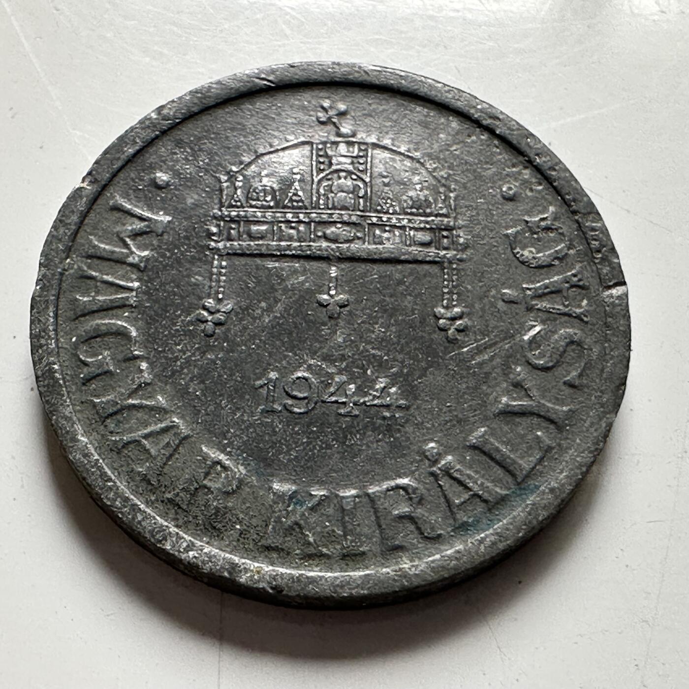 🌹外币初藏🌹🐯2026年第35场   每周二四六晚8️⃣点 接代拍 匈牙利王国 1944年 2菲勒 锌币