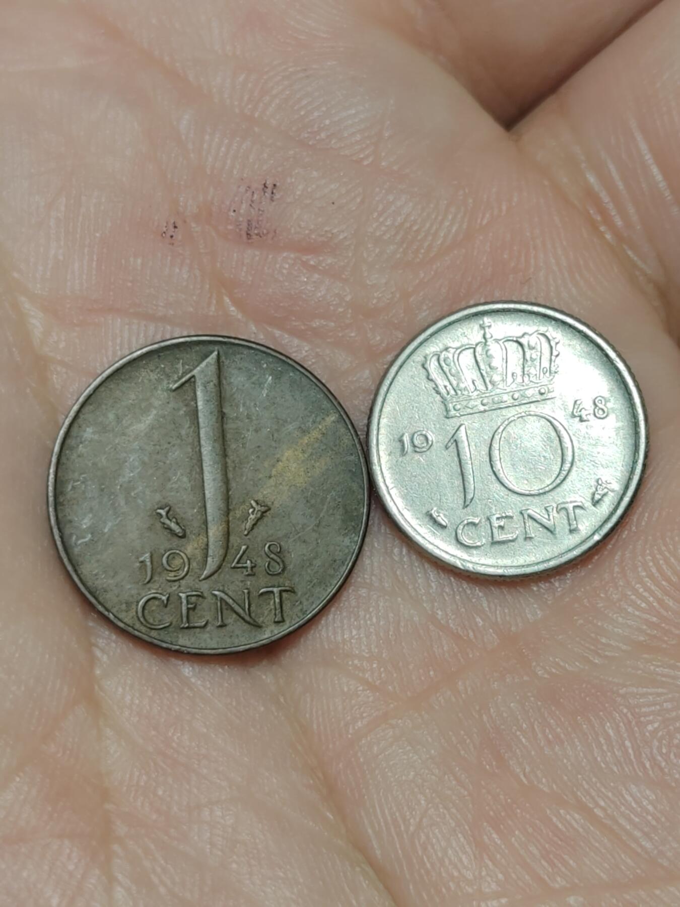 2026年第三十九场(总第二百零八场）外国好品散币场(免佣金) 好品–荷兰🇳🇱1948单年份1分、10分两枚(威廉明娜女王退位年，Fish–鱼标)