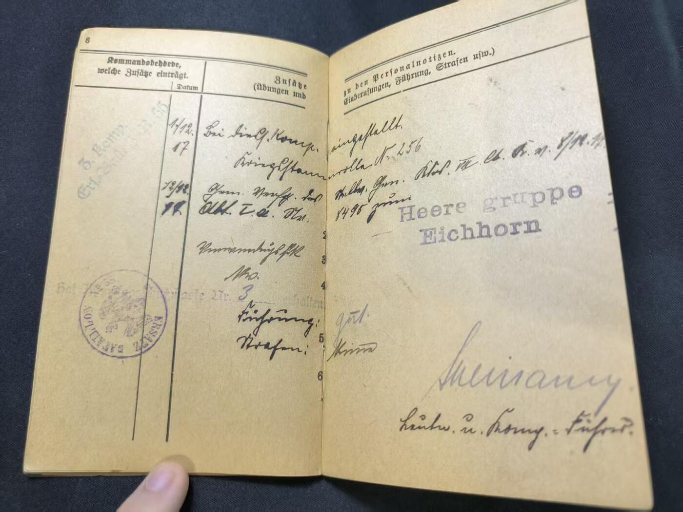 云宸嘉赏-勋臻文献佳藏优品精选场次（低佣 转发佣金红包） 德意志帝国格奥尔格・梅特士兵证 前线作战期间获得战斗奖章（Kampfglasur） 后调入省保安步兵服役 领取战争津贴 